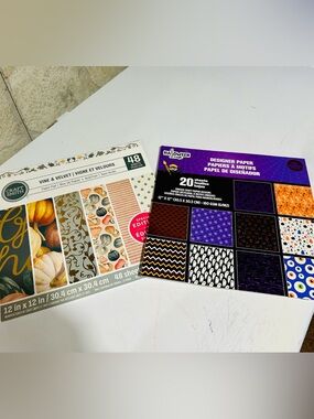 Designer & Halloween Themed Scrapbook Paper Packs - incomplete